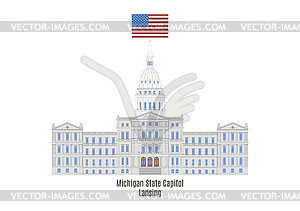 Michigan State Capitol, Lansing - color vector clipart