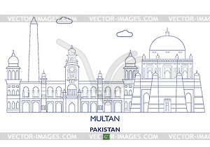 Multan City Skyline, Pakistan - vector clipart