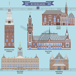 Известные места в Нидерландах - векторный дизайн
