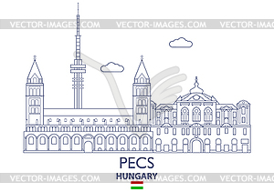 Pecs City Skyline, Hungary - vector image