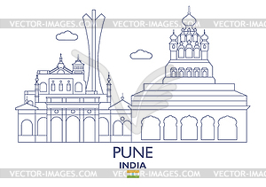 Pune City Skyline, India - vector image