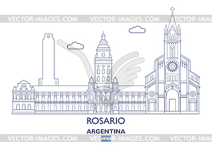 Rosario City Skyline, Argentina - vector image