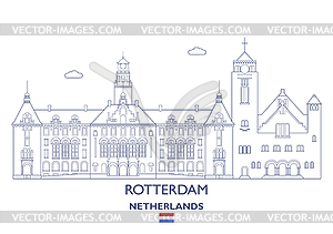 Rotterdam City Skyline, Netherlands - vector image