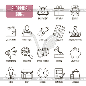 Shopping icons. Set of pictogram for web graphics - vector image