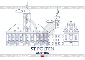 St. Polten City Skyline, Austria - vector clipart