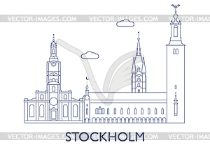 Stockholm, most famous buildings of city - vector image