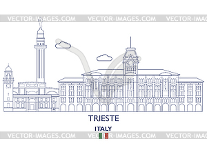 Trieste City Skyline, Italy - vector clipart