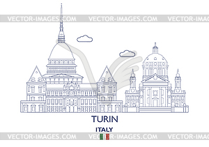 Turin City Skyline, Italy - vector image