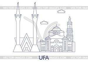 Ufa, most famous buildings of city - stock vector clipart