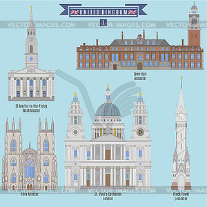 Знаменитые места в Соединенном Королевстве - векторный дизайн