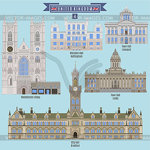 Famous Places in United Kingdom - vector image