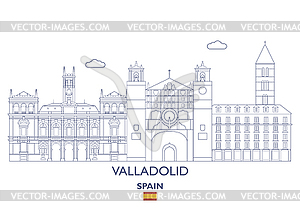 Вальядолид Линейный городской горизонт, Испания - изображение в векторе