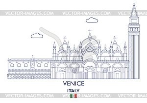 Венецианский городской горизонт, Италия - изображение в векторном виде