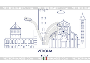 Verona City Skyline, Italy - vector clipart