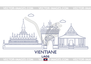 Vientiane City Skyline, Laos - vector EPS clipart