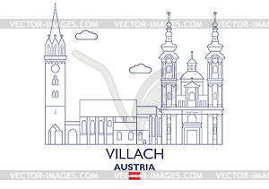 Villach City Skyline, Austria - vector image