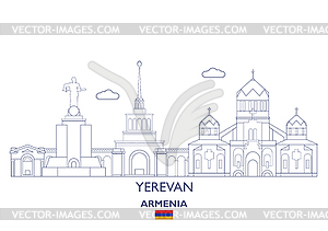 Yerevan City Skyline, Armenia - vector clip art