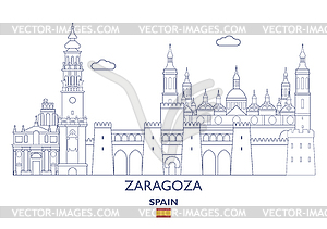 Zaragoza City Skyline, Spain - vector image