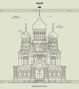 Alexander Nevsky Cathedral in Tallinn, Estonia. - vector image