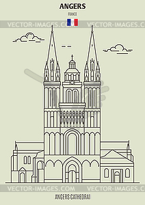 Angers cathedral in Angers, France. Landmark icon - vector clip art