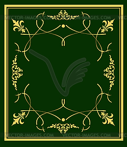 Gold ornament on green deep background. Can be - vector clip art