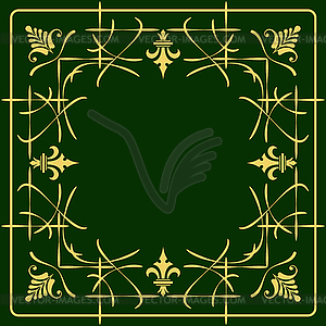Gold ornament on green deep background. Can be - vector clipart / vector image