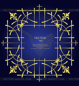 Gold ornament on blue background. Can be used as - vector image