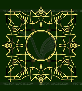 Gold ornament on deep green background. Can be - vector image