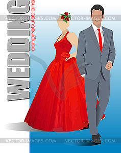 Bride and groom are ready for wedding ceremony - vector image