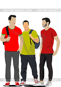 Three Young handsome men - vector clipart