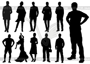 Black people silhouettes - royalty-free vector clipart