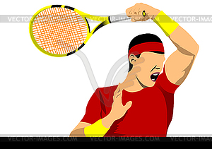 Man Tennis player poster. Colored for design - vector image