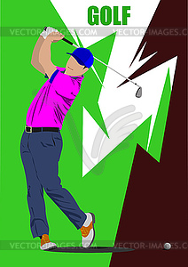 Golf player poster - color vector clipart