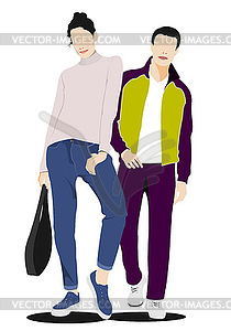Young handsome man and woman. Businessman - vector clipart