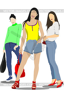 Young three women. Businesswomen - vector image