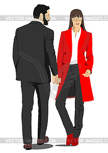 Young handsome man and woman. Businessman - vector clipart