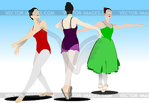 Three ballet dancers - vector clip art