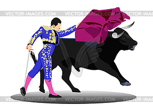 Corrida typical Spanish entertainment - bullfighting - vector clipart