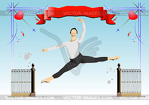 Modern dance on gate background - vector clipart