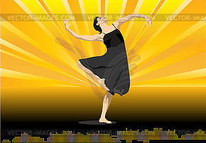 Modern dance on yellow background - vector image