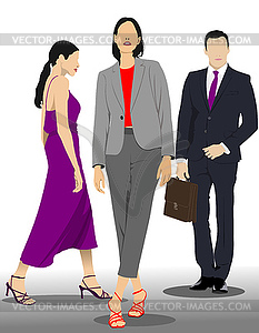 Group young man and women - vector clip art