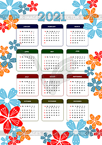 2021 calendar. Can be used as organizer - vector image