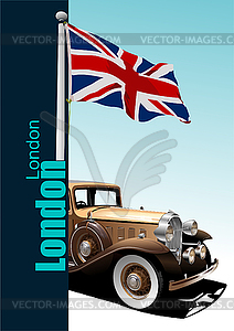 Cover for brochure with old car images. Vector - vector clipart