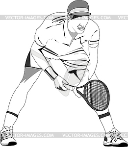 Tennis player poster. Vector illustration - vector clipart