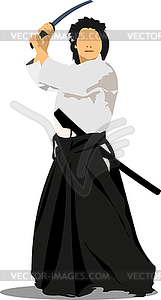 Samurai with the sword. Vector illustration - vector image