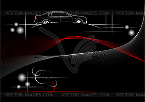 Вектор абстрактный черный привет технологий фон с автомобилем - изображение в векторе
