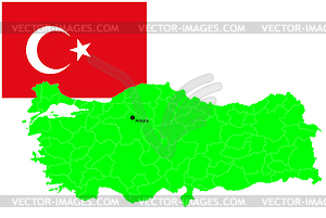 Turkey map and flag, vector illustration set - vector image