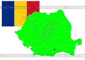 Romanian map and flag, vector illustration set - vector clipart