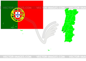 Portugal flag and map, vector illustration - vector image