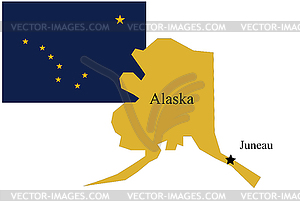 State North Alaska of Usa flag and map, vector - vector clip art